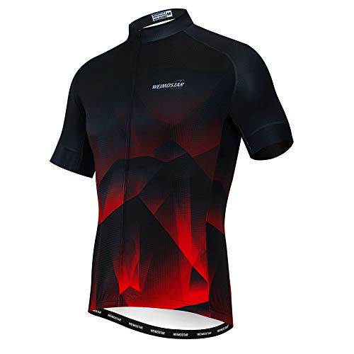 Cycling Jersey Mens Bike Tops MTB Jersey Zip Mountain Road Clothes Bicycle Riding top Breathable Summer Sports Racing Cycle Jersey for Male Sportswear Polyester Blue Black L