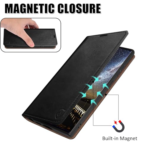 Coque Samsung A53 en cuir premium noir de marque HUOUH - 3