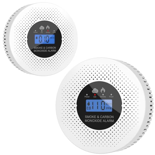 FEBuylly 2-in-1 Detector, Dual Sensor with Digital Display, Indoor Air Quality Detector, Real-Time Monitoring Device for Home & Office,2 Pack