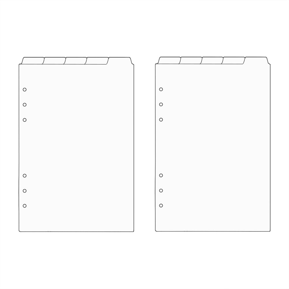 A5 Binder Dividers Top 5 Tabs Frosted Plastic Index Divider 2 Sets 5.5x8.2'' Planner Inserts 10 Sheets Refillable Page Protectors Refills for 6 Ring Binder Notebook (Frosted)