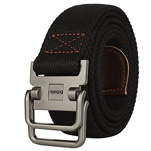 Drizzte Belt Men Plus Size 63'' Web Fabric Canvas Belts D Ring Belt Casual Adjustable Military Work Tactical Belt Black #TOP18