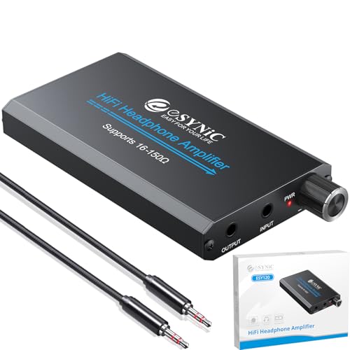 eSynic 16-150Ω Headphone Amplifier Poratble- HiFi 3.5MM Audio Headphone Amp