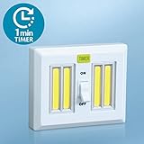 4 Super Bright LED Light Switch with Timer - AA Battery Operated Night Lights - Magnetic and Hangable - Dual Cob LED Cordless, Closet Light, Under Cabinet - KMSdeco 4 Super Bright COB LED