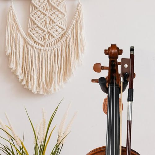 Genérico Soporte de pared para violín: percha de violín con de gancho de caoba | Soporte de pared estable para, viola, ukelele y violonchelo | Guitarra usador: para reist hime, estudio, sala de mús - imagen 4