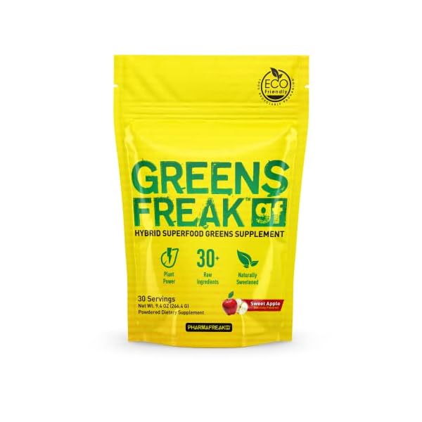 Pharmafreak - Greens Freak gf - USA - Hybrid SUPERFOOD Greens Supplement Powder - 30 Servings - New Eco Friendly Pouch…