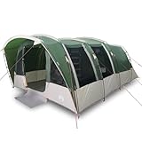 Wasserdicht Familienzelt mit Reißverschlusstür, 8 Personen Tunnelzelt mit Mesh-Fenster für Picknick Wandern, Grün 430 x 314 x 178/183 cm Polyester