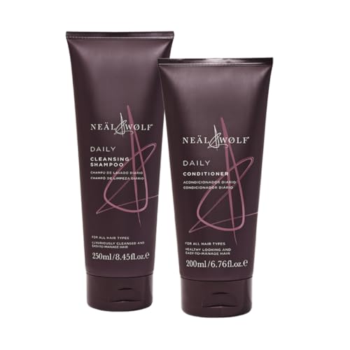 Neal & Wolf DAILY Hair Care Duo: Cleansing Shampoo (250ml) & Daily Conditioner (200ml) Set Professional Sulfate-Free Formula for All Hair Types Hydrating Strengthening & Color-Safe Routine