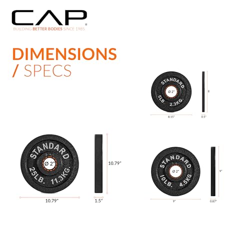 Image of CAP Barbell 2-Inch Olympic Cast Iron Plate Weight Set | 75-285 lbs | Multiple Options