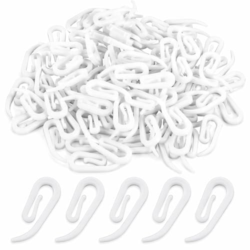 Image of Stadux Hooks Plastic White Pack of 100, 2.8x1.2cm, Premium Drapery Hooks for Windows, Doors & Shower Curtains - Fits Most of Curtains