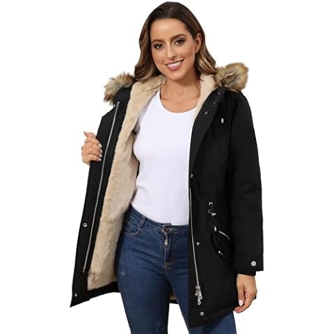 ROYAL MATRIX Women's Winter Coats Fleece Lined Parka Jacket Hooded Long Winter Warm Parka Coat with Pockets Black,12 Cover
