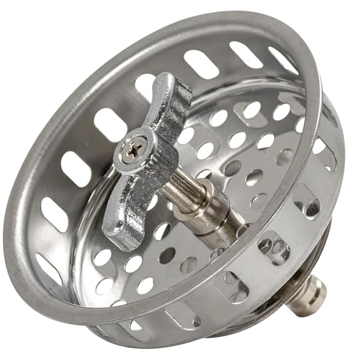 EZ-FLO Replacement Basket, Threaded-Post Spin and Seal, Stainless Steel, Fits 3-1/2 in Drains, 30047