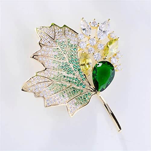 Broche feuille d'érable verte et jaune pour vos fêtes d'automne - 5