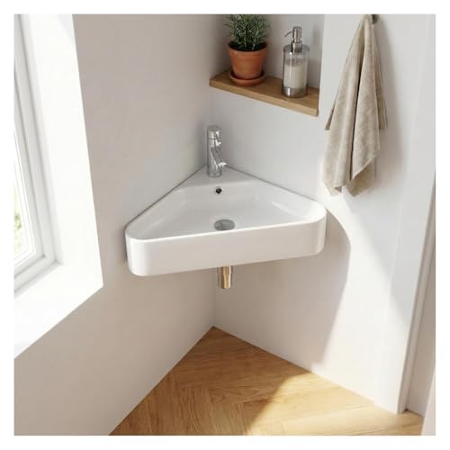 MOB-IN Vasque à Suspendre d'angle en céramique Blanche 42,5cm