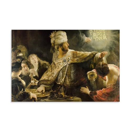 XuXueCC Rembrandt Harmenszoon Van Rijn Prints Belshazzar's Feast Wall Art Painting On Canvas Wall Art Scroll Picture Print Living Wall Decor Homes Unframe 16x24inch(40x60cm)