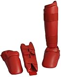 Karate Schienbein-Spannschutz / Fuß Schoner rot, 2 Stück, Gr. S