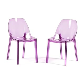 SIEDITI FUORI E DENTRO Sedie moderne in policarbonato trasparente, sedie impilabili di design per sala da pranzo e cucina trasparenti - Luce (2 Sedie, Rosa)