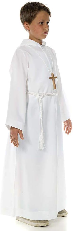 Catholic ALB with Hood for First Communion, 125 cm (49 inc.)
