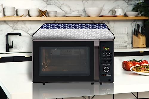 Image of The Furnishing Tree PVC Waterproof Microwave Oven Cover Compatible for Panasonic 27 L Convection NN-CD684BFDG Symmetric Pattern Blue