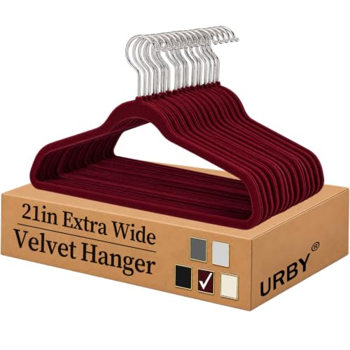 Urby Extra Wide Hangers for Plus Size Clothes, 21 Inch, Velvet, 24pk