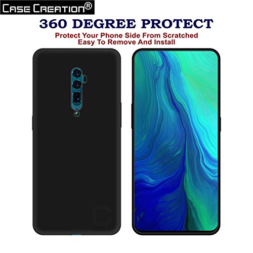 Image of Case Creation for Oppo Reno 10x Zoom 2019 Back case, Oppo Reno 10x Zoom Slim Flexible Smart Look case with 360 Camera All Angle Protection (Pure Black)