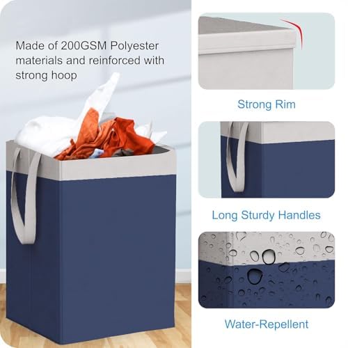 Image of LAXIS 75L Laundry Bag for Clothes with Lid, Large Dirty Clothes Laundry Basket & Cloth Storage Bin, Used Clothes Organizer, Multipurpose Laundry Basket for Bedroom & Bathroom - Blue
