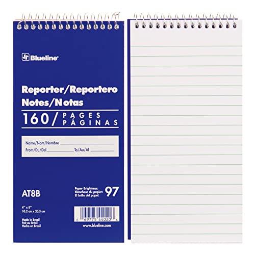 Blueline Reporter Notebook / Note Pad, 4 X 8 Inches, 160 Pages / 80 Sheets (At8B) #TOP1