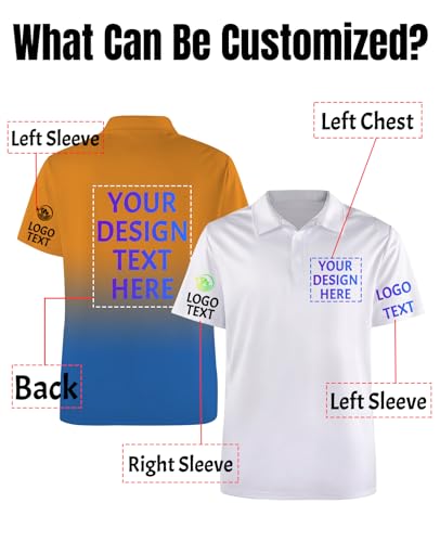 Custom Polo Shirts for Men/Women - Personalized Golf and Business Logo/Name Shirts Design Your Own Customized Work & Casual Appare Black4
