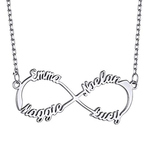 GOLDCHIC JEWELRY Personalized Heart Infinity Name Necklace for Women, 18k Gold Plated/Platinum Plated Personalized Name Plate Jewelry for Family/Best Friend/Lover, Gift Box Included - Main Image
