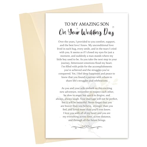 Heyshoo To My Son on Wedding Day Gift Idea Groom Gift from Mom Sincere Words Blessing for Son on Wedding Day