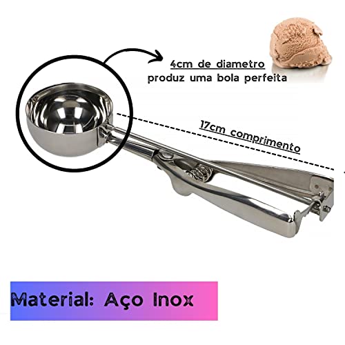 Colher Para Sorvete Bola Profissional Mola E Ejetor Em Inox