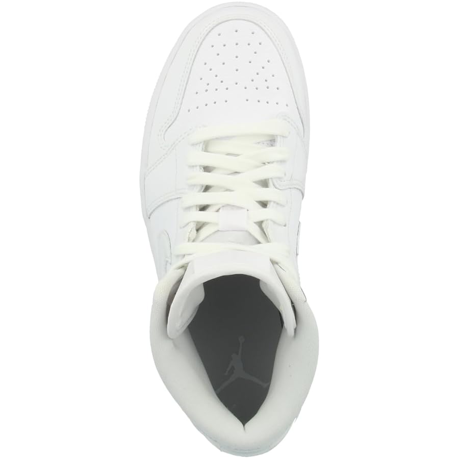 Women's) Air Jordan 1 Mid 'Triple White Patent Swoosh