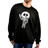 SUPERMOLON Sudadera Negra Jack Skellington L con Capucha Negra
