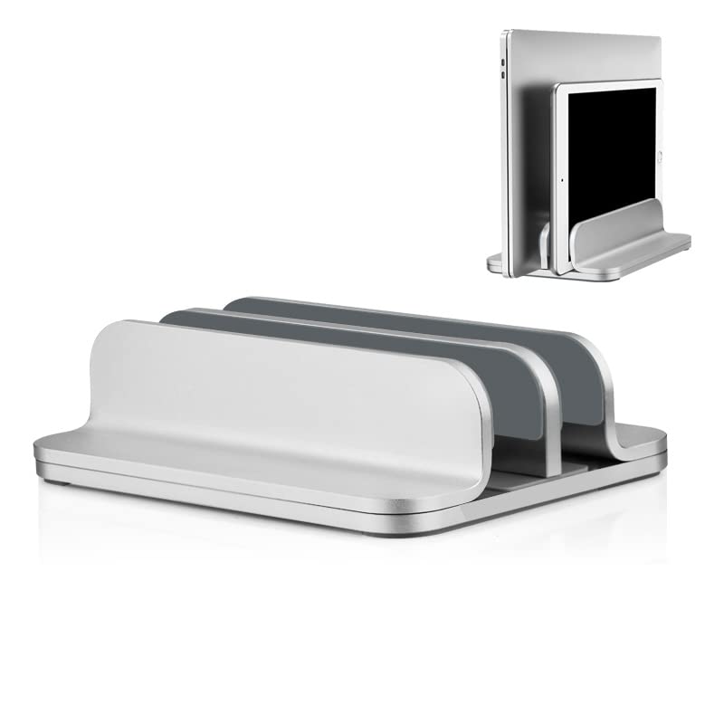 Soporte vertical doble de aluminio ajustable para laptop