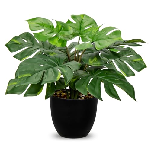 Hollyone Artificial Monstera Plant Faux Monstera Plant Potted Fake Tropical