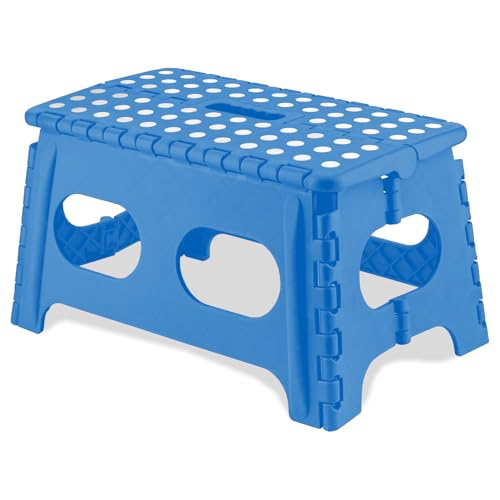 Bodyplus Large Non-Slip Folding Step Stool – Heavy Duty Plastic Foldable Stool with Carry Handle & Rubber Feet, 150kg Capacity – Compact Portable Collapsible Step for Kitchen, Home, Garage, Office