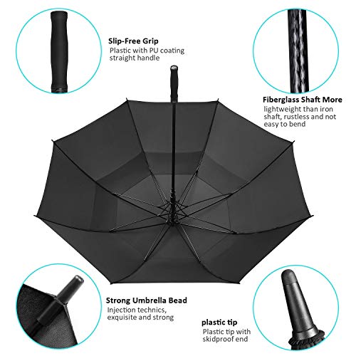 Bagail Golf Umbrella 68/62/58 Inch Large Oversize Double Canopy Vented Automatic Open Stick Umbrellas For Men And Women(Black,68 Inch) #TOP2