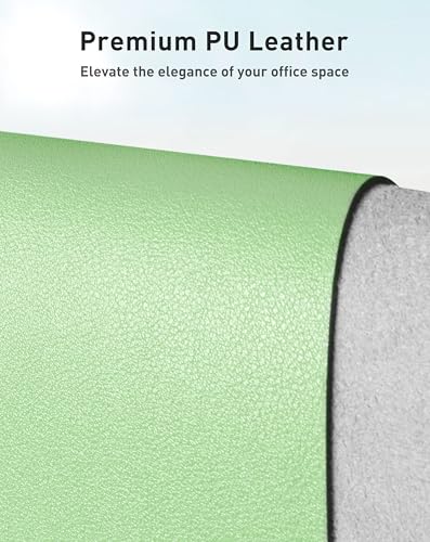 Image of Aothia Faux Leather Desk Mat - Large Mouse Pad, Non-Slip PU Leather Blotter, Waterproof Writing Surface for Office and Home (Foam Green, 63 inch x 17 inch)
