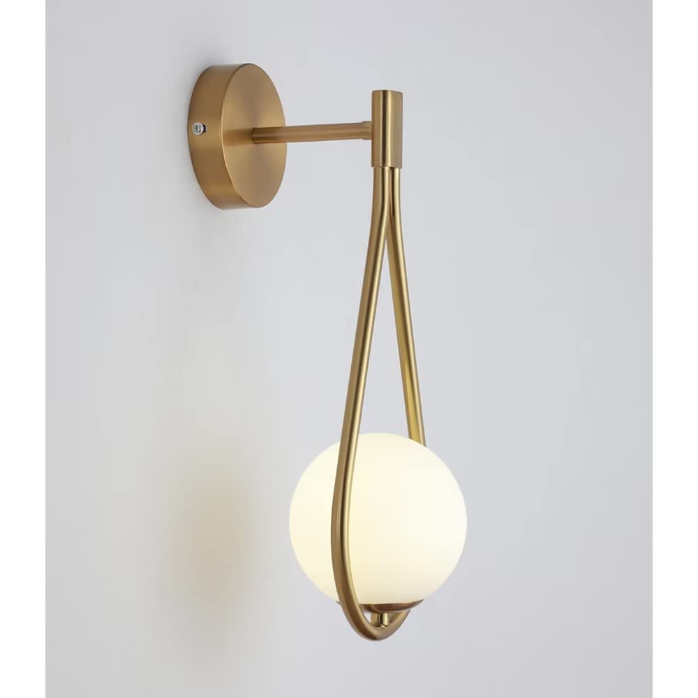 SIBEG Indoor Wall Light Fixture Farmhouse Metal Wall Lamp Hardwired Gold Wall Mount Lamp G9 Socket Glass Bedside Lamp for Bedroom Living Room Hallway, Bulb Not Include