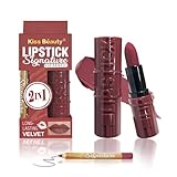 JOSURBEAUTY Lip Duo Liner and Lipstick - Long-lasting Waterproof Lip Color with Lip Liner Pencil - Ideal Lip Gloss for Women