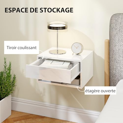 Table de nuit suspendue haut de gamme au design blanc épuré - 7
