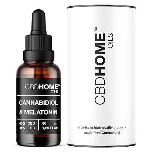CBD HOME Oils - Aceite con CBD al 40% + Melatonina - 50 ml - Fórmula con 20.000 mg de Cannabidiol - Base de Coco y Semilla de Cáñamo Ecológico - Fórmula Certificada - Con Omega 3-6-9 - Fabricado UE
