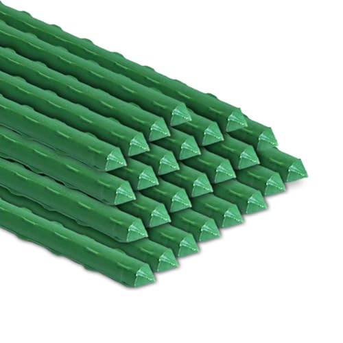 BOTINDO Garden Stakes 36 Inches Sturdy Green Plant Sticks 25 Pack Metal Tomato Stakes Support Yard Plant Support Cage for Potted Plants Tomatoes Trees Cucumber Fences Beans (36 inch)