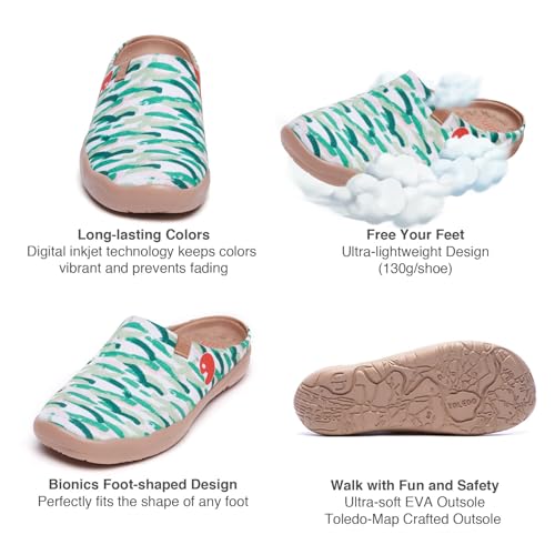 Image of UIN Slipper Woman Travel Art Painted Shoes Wide Toe Casual Home Slip On Mules Malaga