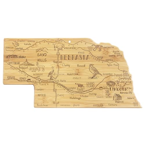 Tabla de cortar de bambú con forma de Nebraska miniatura 1
