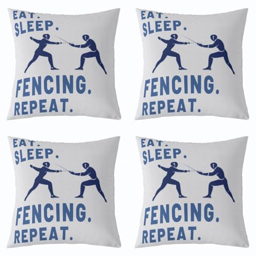 richhome Juego de 4 fundas de cojín de esgrima de 45 x 45 cm, juego de 4 fundas de almohada para niños, niñas, adolescentes, color gris