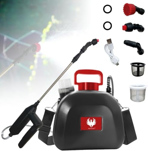 Phoenix - Drucksprüher 5 Liter Easy Sprayer – Gartensprüher mit wiederaufladbarem Akku mit 3 Stunden Akkulaufzeit, Sprühgerät mit DREI Düsen (Kegel, Fächer, Duschstrahle), leicht, robust
