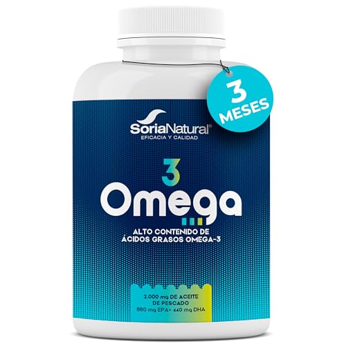 Omega-3 con 660mg EPA + 440mg DHA Soria Natural - Aceite de pescado - Alto Contenido en Ácidos Grasos Omega 3 - Salud Cardiovascular - Bienestar diario - 180 perlas de 1340 mg