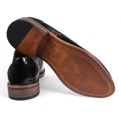 Men's Butterfly Print Patent Leather Brogue Shoes - Julius4