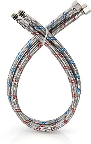 APLWY 32-Inch Long Faucet Connector, Braided Stainless Steel Supply Hose 3/8-Inch Female Compression Thread x M10 Male Connector, x 2 Pcs (1 Pair)