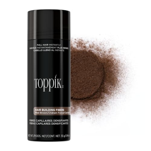 Toppik Hair Building Fibers Medium Brown 55g Fill In Fine or Thinning Hair Instantly Thicker Fuller Looking 9 Shades for Men & Women Keratin Protein Formula